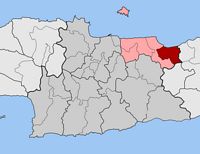 Le village de Malia en Crète. Situation du canton de Malia (auteur Pitichinaccio). Cliquer pour agrandir l'image.