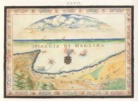 Le village de Malia en Crète. Carte ancienne de la baie de Malia par Francesco Basilicata en 1618. Cliquer pour agrandir l'image.