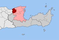 Le village de Milatos en Crète. Situation du canton de Vrachasi (auteur Pitichinaccio). Cliquer pour agrandir l'image.