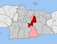 Le village de Myrtia en Crète. Situation du canton de Myrtia (auteur Pitichinaccio). Cliquer pour agrandir l'image.