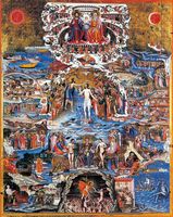 Le village de Palékastro en Crète. Icône d'Ioannis Kornaros au monastère de Moni Toplou. Cliquer pour agrandir l'image.