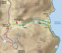 Le village de Palékastro en Crète. Carte de la Géoroute n° 13 à Chochlakiès. Cliquer pour agrandir l'image.