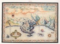 Le village de Paléochora en Crète. La forteresse de Sélino par Francesco Basilicata en 1618. Cliquer pour agrandir l'image.
