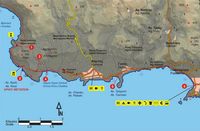 Le village de Paléochora en Crète. Carte du sentier européen E4 - Section 06 d'Agios Ioannis à Paleochora. Cliquer pour agrandir l'image.