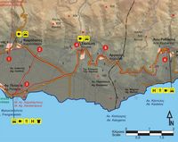 Le village de Patsianos en Crète. Carte du sentier européen E4 - Section 26 de Patsianos à Frangokastello puis Kato Rodakino. Cliquer pour agrandir l'image.
