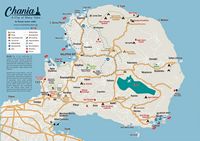 La presqu’île d’Akrotiri en Crète. Carte de la presqu'île d'Akrotiri. Cliquer pour agrandir l'image.