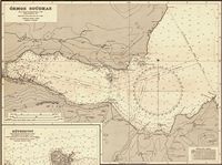 La presqu’île de l’Akrotiri en Crète. Carte nautque de la rade de Souda (Amirauté britannique, 1964). Cliquer pour agrandir l'image.