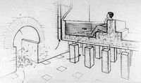 La cité antique d'Aptera en Crète. Représentation hypocauste des thermes. Cliquer pour agrandir l'image.