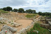 La cité antique d'Aptera en Crète. Le théâtre romain. Cliquer pour agrandir l'image.