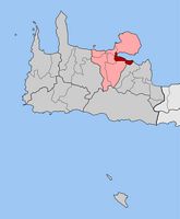 Le village de Souda en Crète. Situation du canton de Souda (auteur Pitichinaccio). Cliquer pour agrandir l'image.