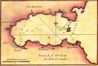 Le village de Souda en Crète. Carte de Joseph Roux, hydrographe du roi, en 1764. Cliquer pour agrandir l'image.