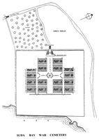 Le village de Souda en Crète. Plan du cimetière militaire du Commonwealth. Cliquer pour agrandir l'image.