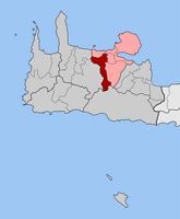 Le village de Thérissos en Crète. Situation du canton de Therissos (auteur Pitichinaccio). Cliquer pour agrandir l'image.