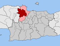 Le village de Tylissos en Crète. Situation du canton de Tylissos (auteur Pitichinaccio). Cliquer pour agrandir l'image.