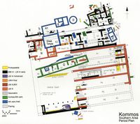 Le village de Tympaki en Crète. Plan chronologique du site de Komos (auteur Joseph et Maria Shaw). Cliquer pour agrandir l'image.