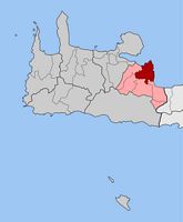 Le village de Vamos en Crète. Situation du canton de Vamos (auteur Pitichinaccio). Cliquer pour agrandir l'image.