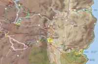 Le village de Zakros en Crète. Carte de la région (auteur Géoparc de Sitia). Cliquer pour agrandir l'image.