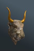 Le village de Zakros en Crète. Rhyton en tête de taureau du palais de Zakros (auteur Jebulon). Cliquer pour agrandir l'image.