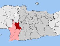Le village de Zaros en Crète. Situation du canton de Zaros (auteur Pitichinaccio). Cliquer pour agrandir l'image.