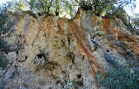 La ville d’Agia Fotini en Crète. Roches sédimentaires au début des gorges de Patsos. Cliquer pour agrandir l'image.