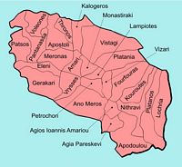 La ville d’Agia Fotini en Crète. Carte des communautés locales du dème (auteur Fall185). Cliquer pour agrandir l'image.