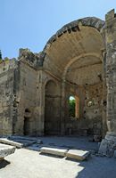 Le site archéologique de Gortyne en Crète. Ruines de la basilique Saint-Tite. Cliquer pour agrandir l'image.