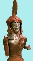 Le site archéologique de Gortyne en Crète. Statuette d'Athéna du temple d'Athéna (auteur Wolfgang Sauber). Cliquer pour agrandir l'image.