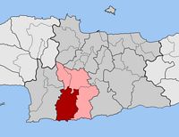 La ville d'Agioi Déka en Crète. Situation du canton d'Agioi Déka (auteur Pitichinaccio). Cliquer pour agrandir l'image.