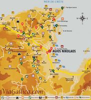 La ville d’Agios Nikolaos en Crète. Plan touristique de la région. Cliquer pour agrandir l'image.
