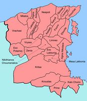 La ville d’Agios Nikolaos en Crète. Carte des communautés locales du dème (auteur Fall185). Cliquer pour agrandir l'image.