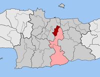 La ville d’Archanès en Crète. Situation du canton d'Archanès (auteur Pitichinaccio). Cliquer pour agrandir l'image.