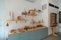 La ville d’Archanès en Crète. Atelier de tournage sur bois. Cliquer pour agrandir l'image.
