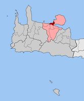 La ville de La Canée en Crète. Situation du canton de La Canée (auteur Pitichinaccio). Cliquer pour agrandir l'image.