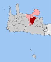 La ville de La Canée en Crète. Situation du canton de Keramia (auteur Pitichinaccio). Cliquer pour agrandir l'image.