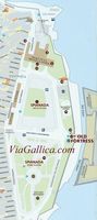 Le quartier de l’Esplanade de la ville de Corfou. Plan du quartier. Cliquer pour agrandir l'image.