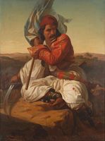 Le quartier de l’Esplanade de la ville de Corfou. Peinture d'un combattant de la guerre de 1821 au Musée de Corfou. Cliquer pour agrandir l'image.
