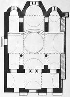 La presqu’île de Kanóni à Corfou. Plan de l'église Saints-Jason-et-Sossipater. Cliquer pour agrandir l'image.