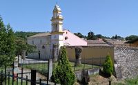 La presqu’île de Kanóni à Corfou. Le monastère Saint-Théodore (auteur Alex P). Cliquer pour agrandir l'image.