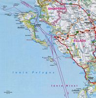 La ville de Corfou. Liaisons maritimes. Cliquer pour agrandir l'image.