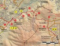 La ville d'Évangélismos en Crète. Carte du sentier européen E4 - Section 67 de Kastamonitsa à Kato Metochi. Cliquer pour agrandir l'image.