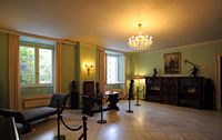 L’Achilleion, le palais de Sissi à Corfou. La chambre de l'impératrice Sissi. Cliquer pour agrandir l'image.