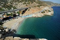 La ville de Gazi en Crète. La plage de Palaiokastro vue depuis la forteresse. Cliquer pour agrandir l'image.
