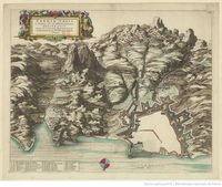 Les fortifications d’Héraklion en Crète. Gravure du siège de Candie par Nicolao Baumanno en 1647 (source BNF Gallica). Cliquer pour agrandir l'image.