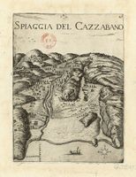 Les fortifications d’Héraklion en Crète. Gravure de la Spiaggia del Cazzabano par Marco Boschini en 1651. Cliquer pour agrandir l'image.