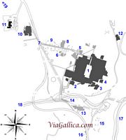 Le palais de Cnossos à Héraklion en Crète. Carte des environs du palais. Cliquer pour agrandir l'image.
