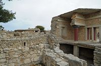 Le palais de Cnossos à Héraklion en Crète. La maison du sud. Cliquer pour agrandir l'image.