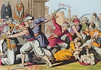 Le sud de la ville d’Héraklion en Crète. Le massacre du 24 juin 1821 à Saint-Ménas. Cliquer pour agrandir l'image.