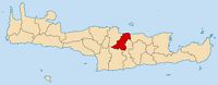La ville d’Héraklion en Crète. Situation du dème (auteur Pitichinaccio). Cliquer pour agrandir l'image.