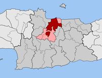La ville d’Héraklion en Crète. Situation du canton d'Héraklion (auteur Pitichinaccio). Cliquer pour agrandir l'image.