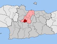 La ville d’Héraklion en Crète. Situation du canton de Paliani (auteur Pitichinaccio). Cliquer pour agrandir l'image.